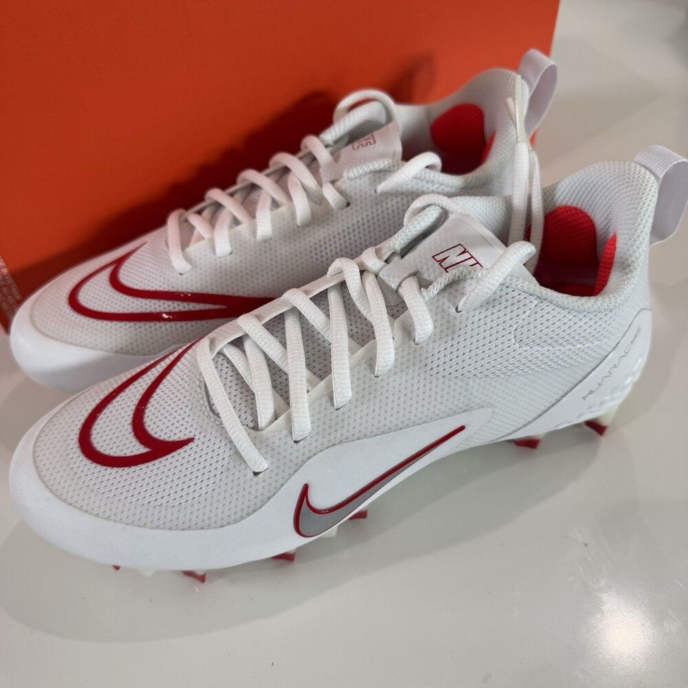 Mens Sz 8.5 /Wmns 10 Nike LAX Lacrosse Cleats Alpha Huarache 8 Pro White Red